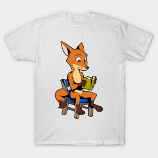 Cartoon Fox reading Book T-Shirt
